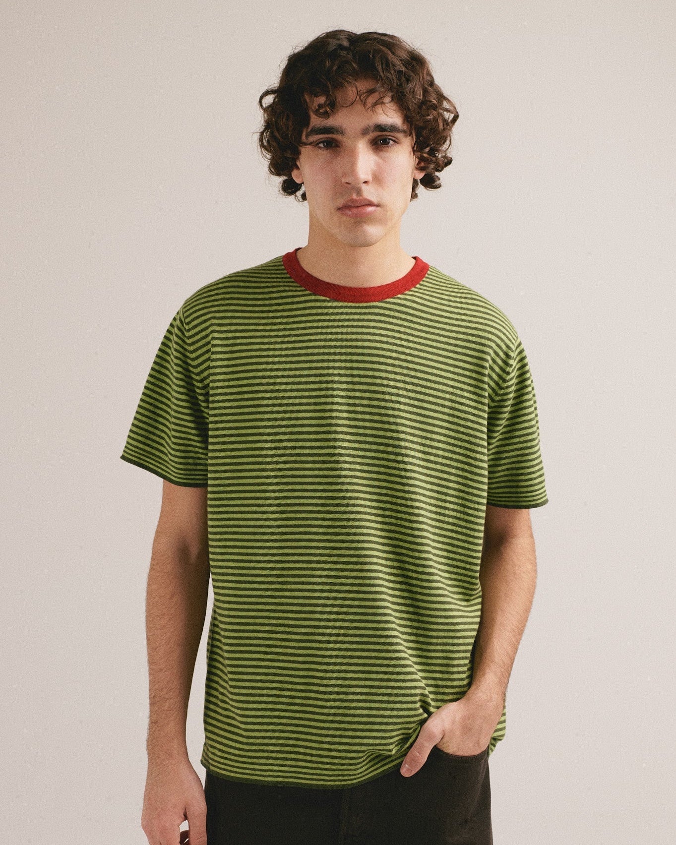 Camiseta de rayas verde de punto IAIOS