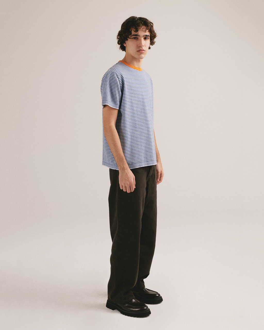 Striped knit t-shirt - blue