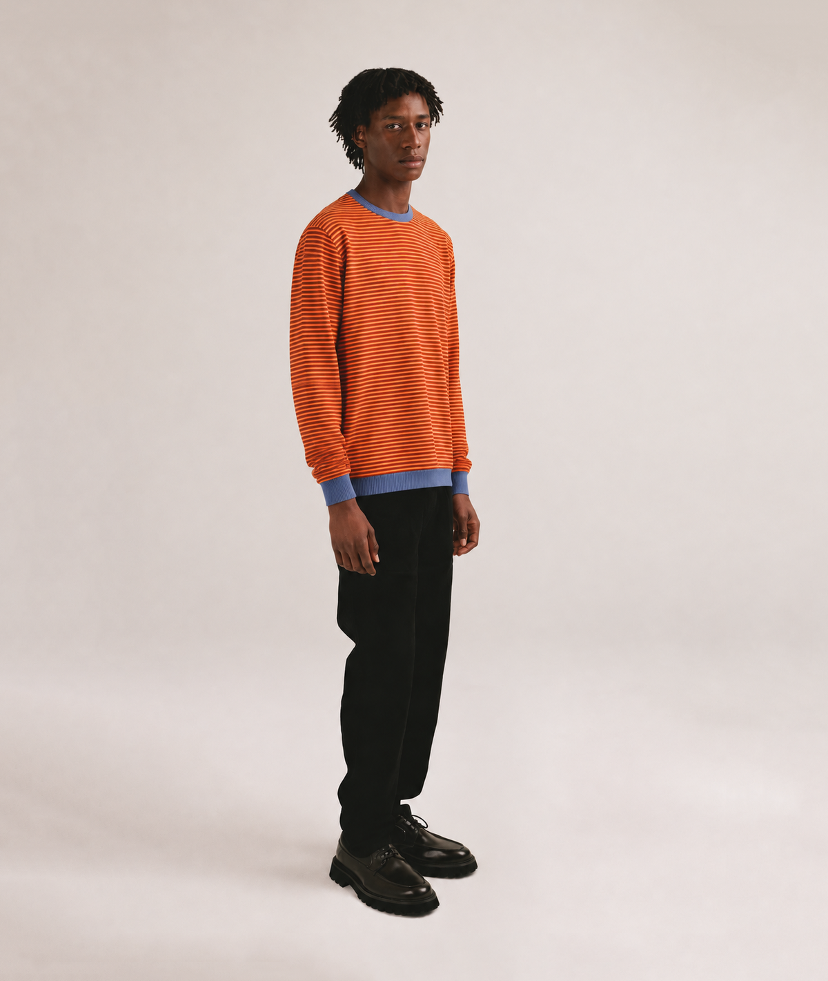Jersey algodón de rayas naranja