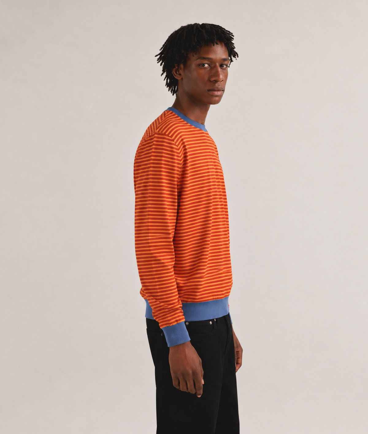 Jersey algodón de rayas naranja