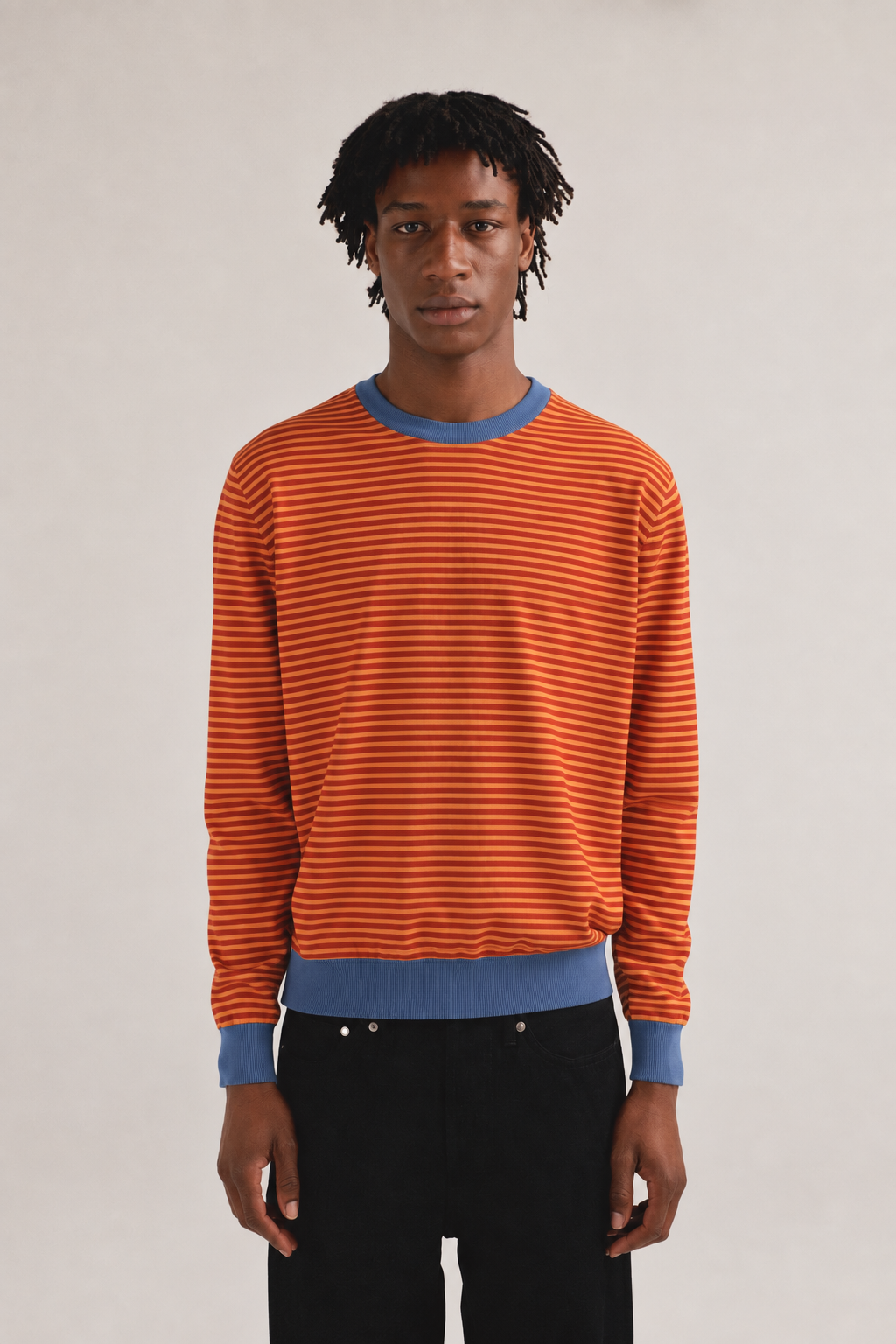 Jersey algodón de rayas naranja