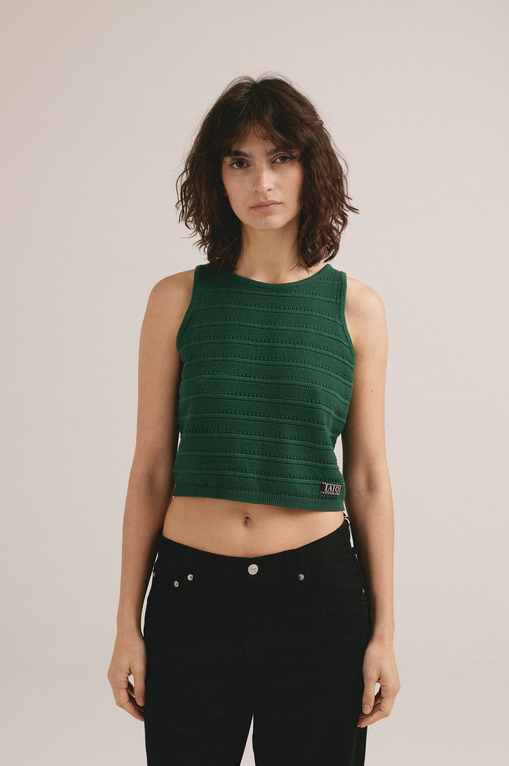 Top tricot punto verde sin tirantes