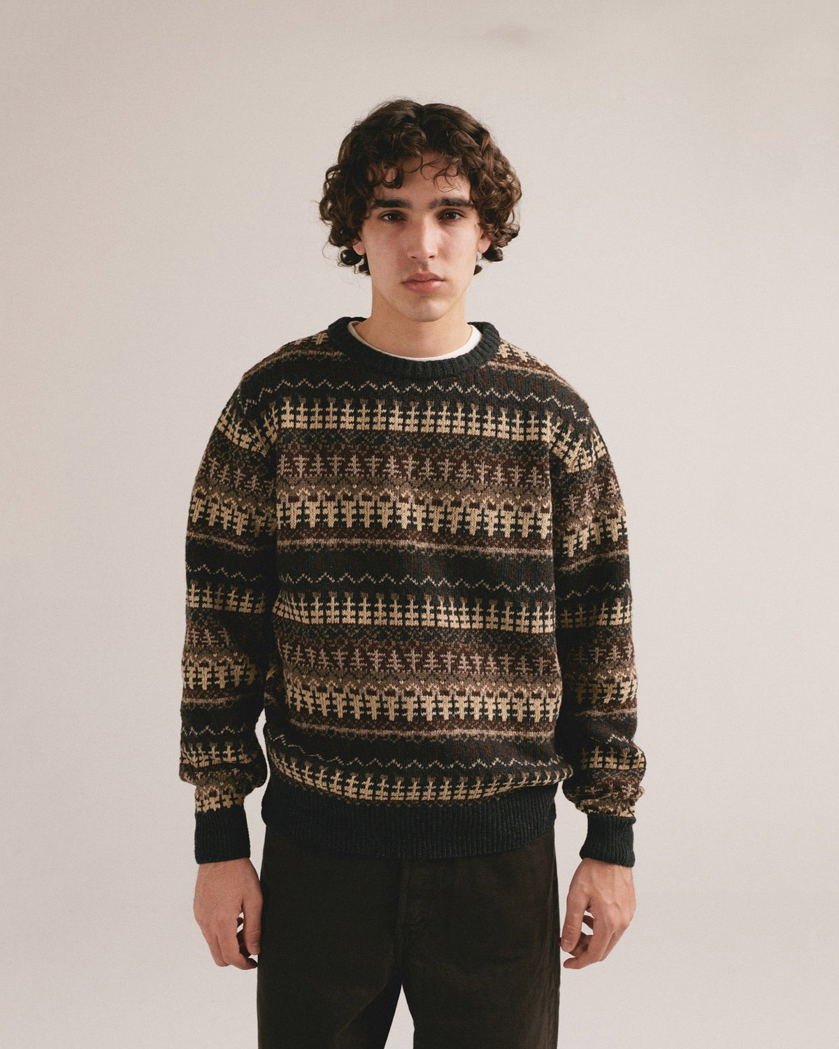 Jersey jacquard marrón Pastora Marina de IAIOS, vista frontal
