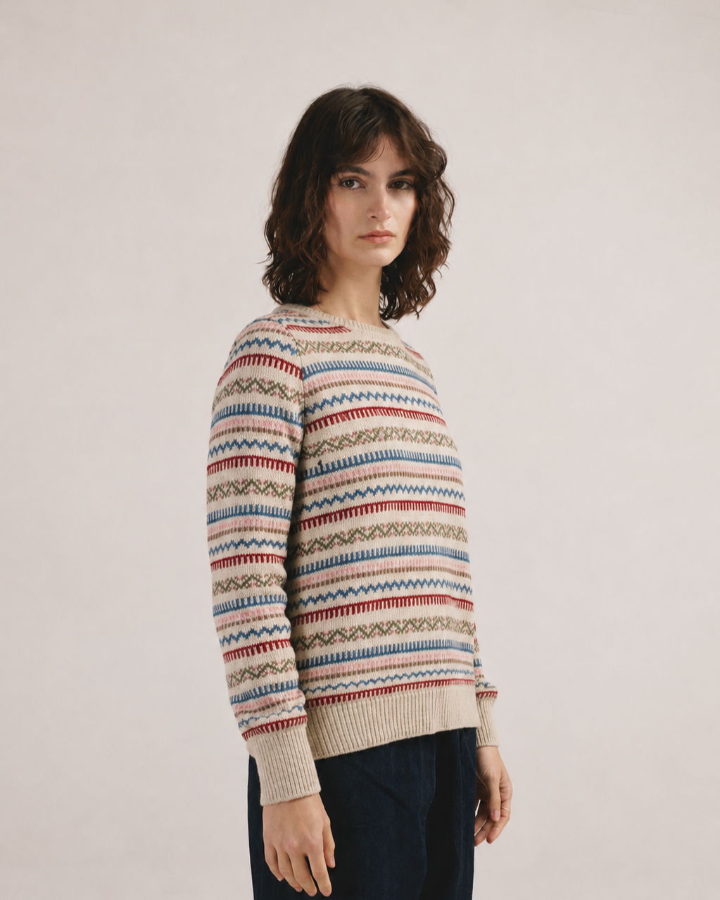 Jersey jacquard claro Múnia de IAIOS, vista de tres cuartos