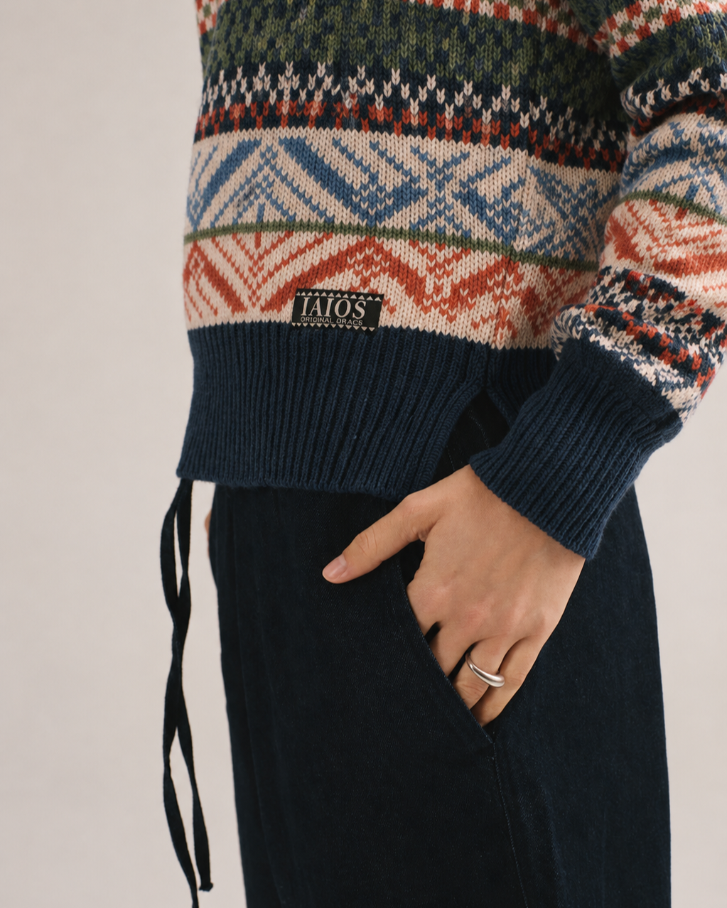 Detalle del puño y el bajo del jersey de punto Nati de IAIOS para mujer