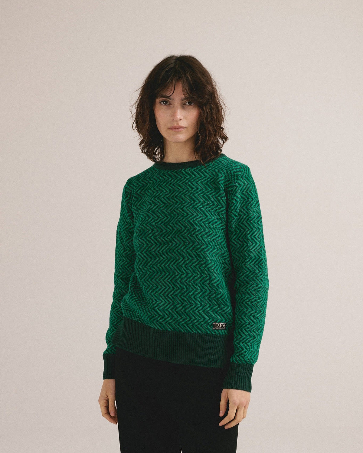 Jersey de punto verde Pilarin de IAIOS, plano medio
