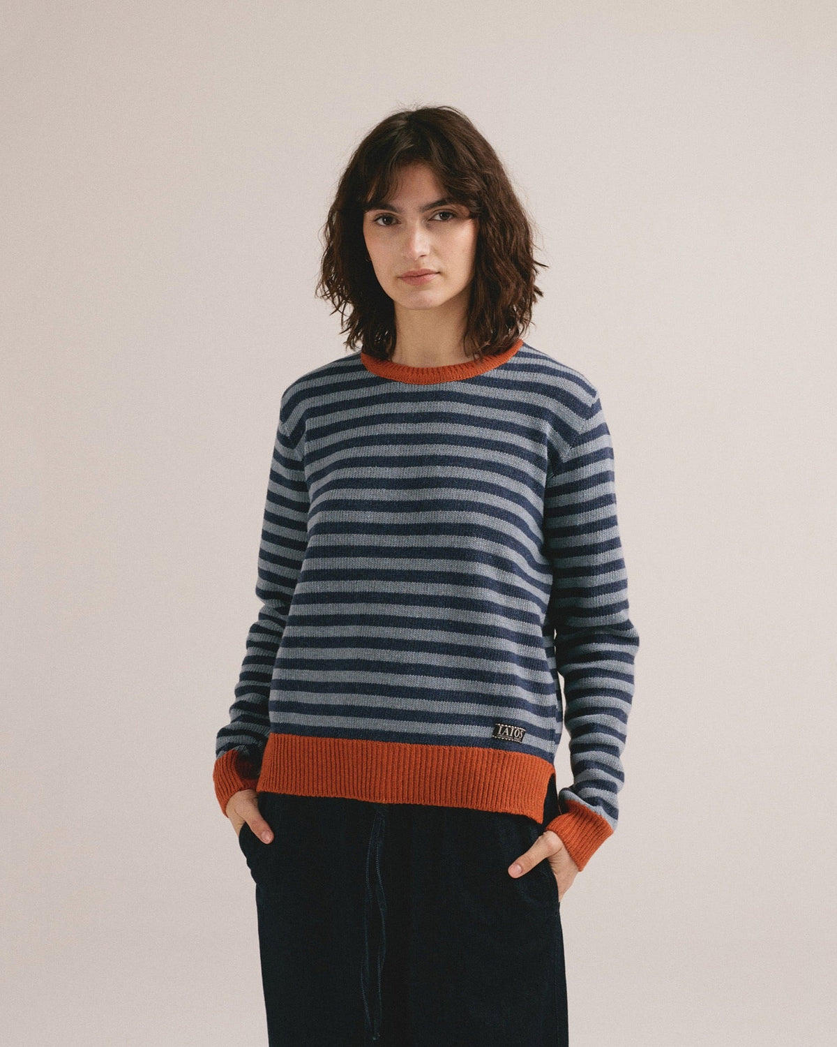 Jersey de rayas azul y gris Truth de IAIOS para mujer, plano medio
