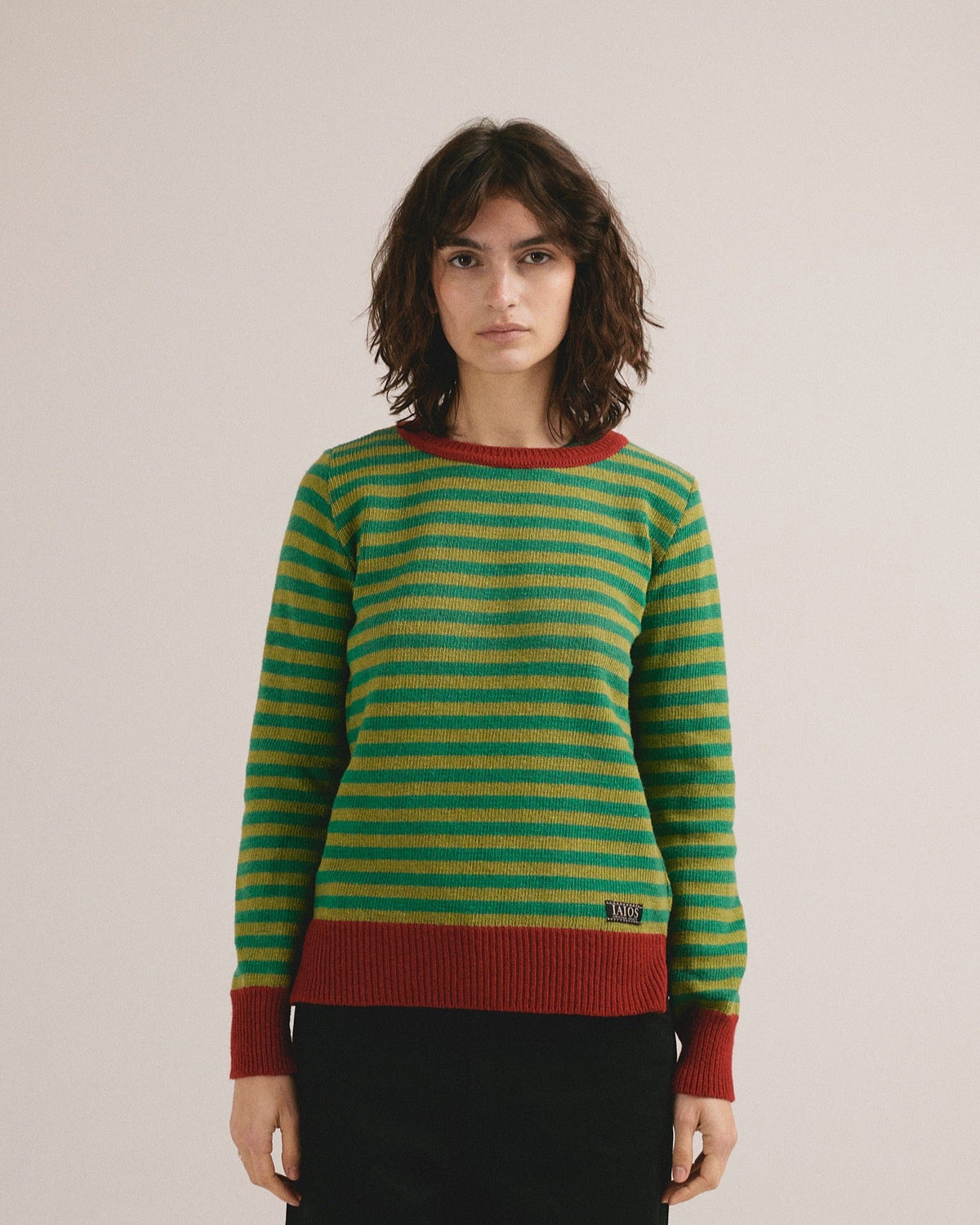 Jersey de rayas verde Truth de IAIOS para mujer, vista frontal