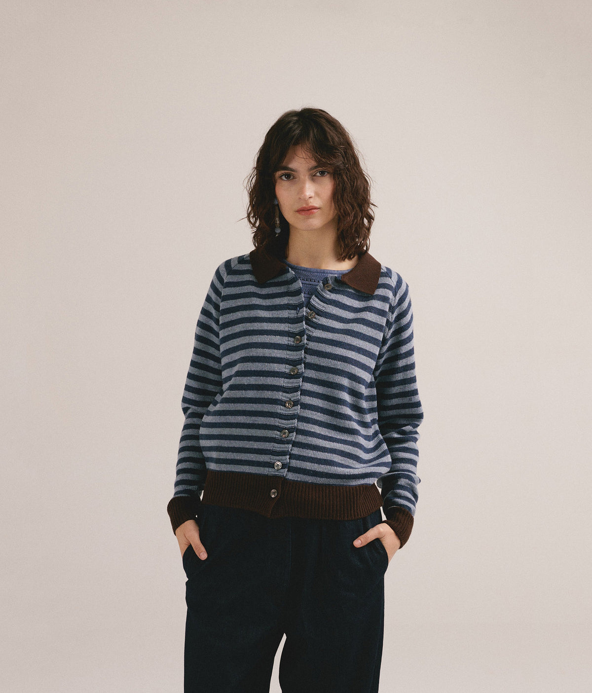 Striped button-down sweater - Bárbara