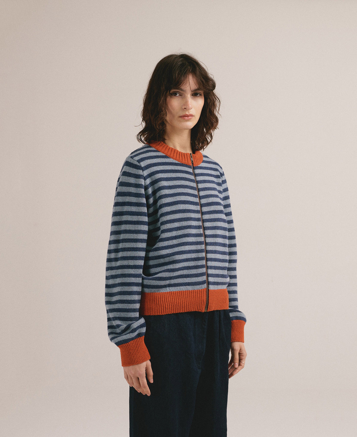 Cardigan mujer cremallera azul - La abuela de los colores