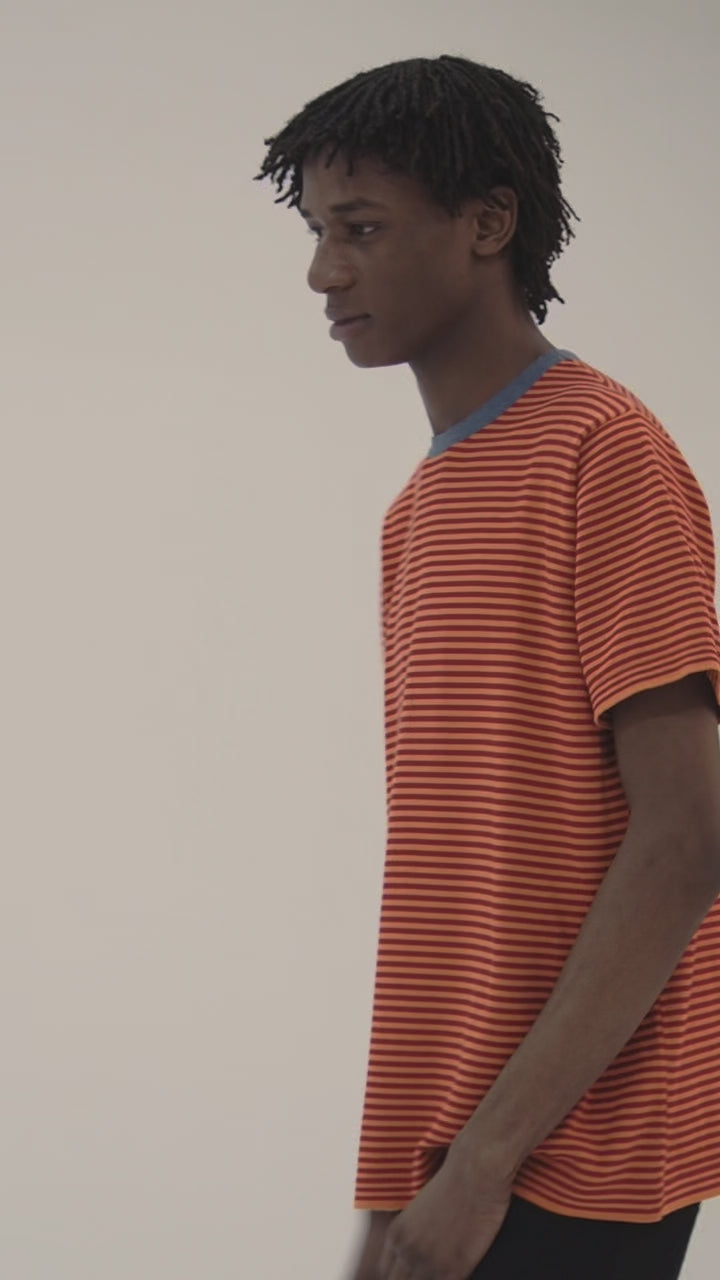Camiseta de rayas punto - taronja