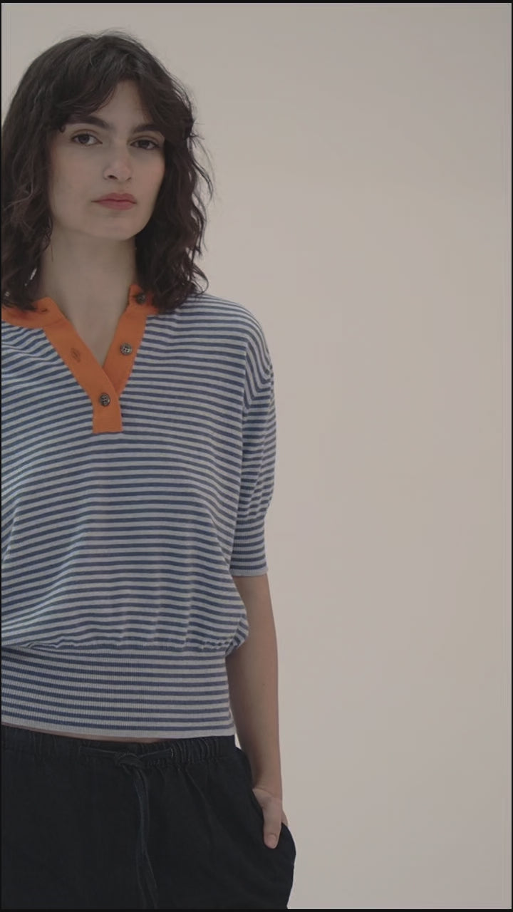 Polo mujer de rayas - azul