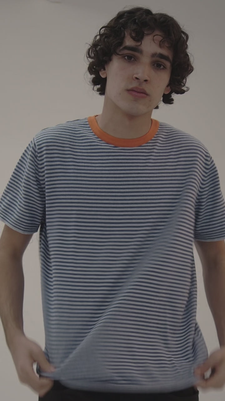 Camiseta de rayas punto - azul