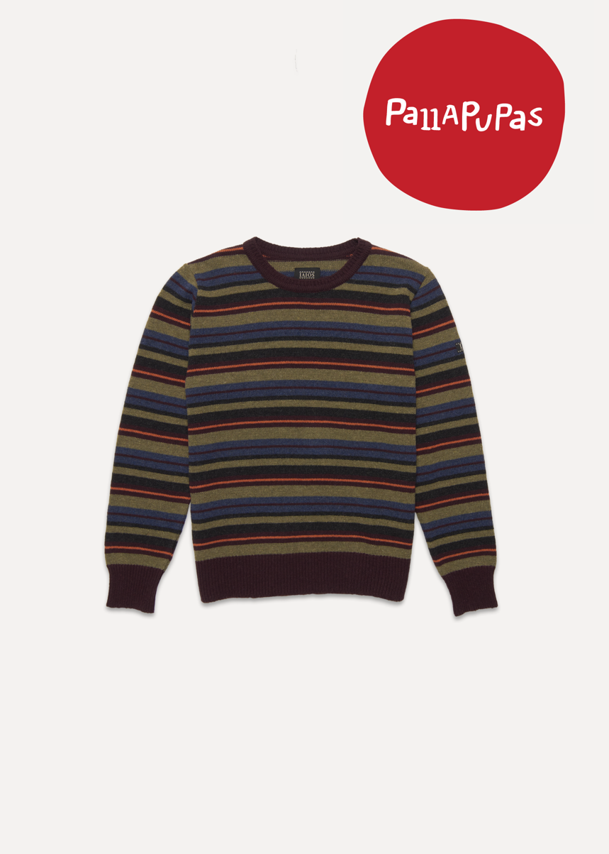 Suéter de hombre con diseño de rayas finas multicolor y cuello redondo