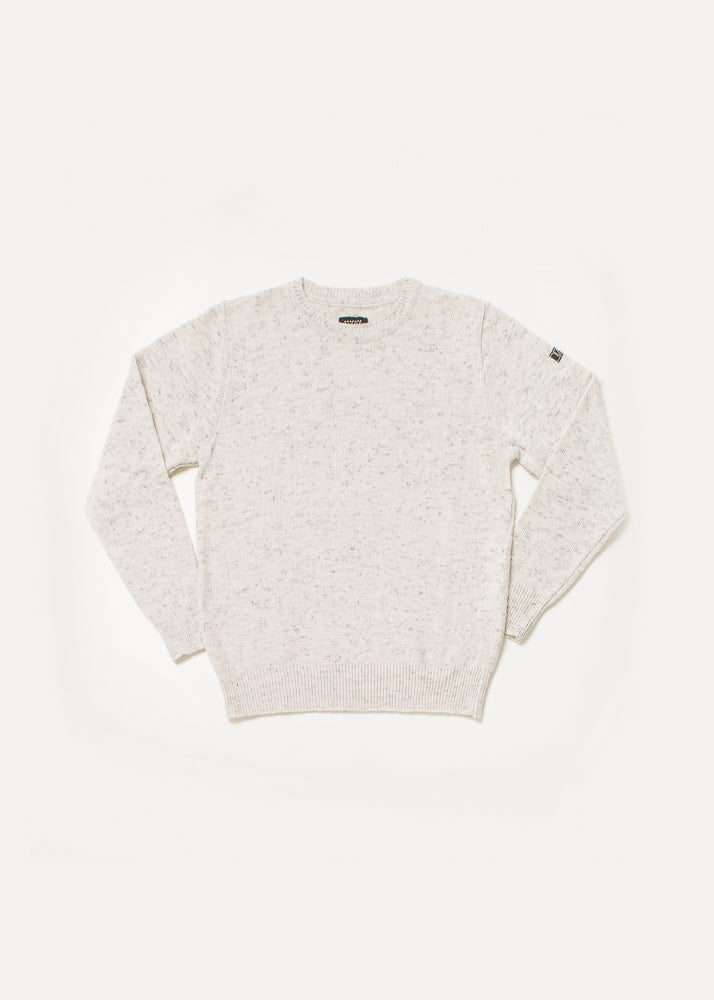 Jersey de hombre o unisex color blanco con un poco de twit negro. El jersey es liso.