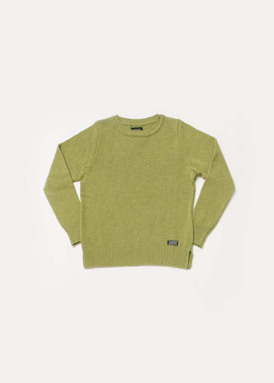 jersei de dona o unisex color verd pistatxo. El jersei llis és un dels més venuts per la seva senzillesa.