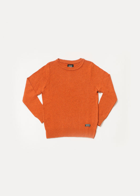 Women's or unisex sweater in orange or caldera color. The plain sweater is one of the most sold sweaters because of its simplicity.