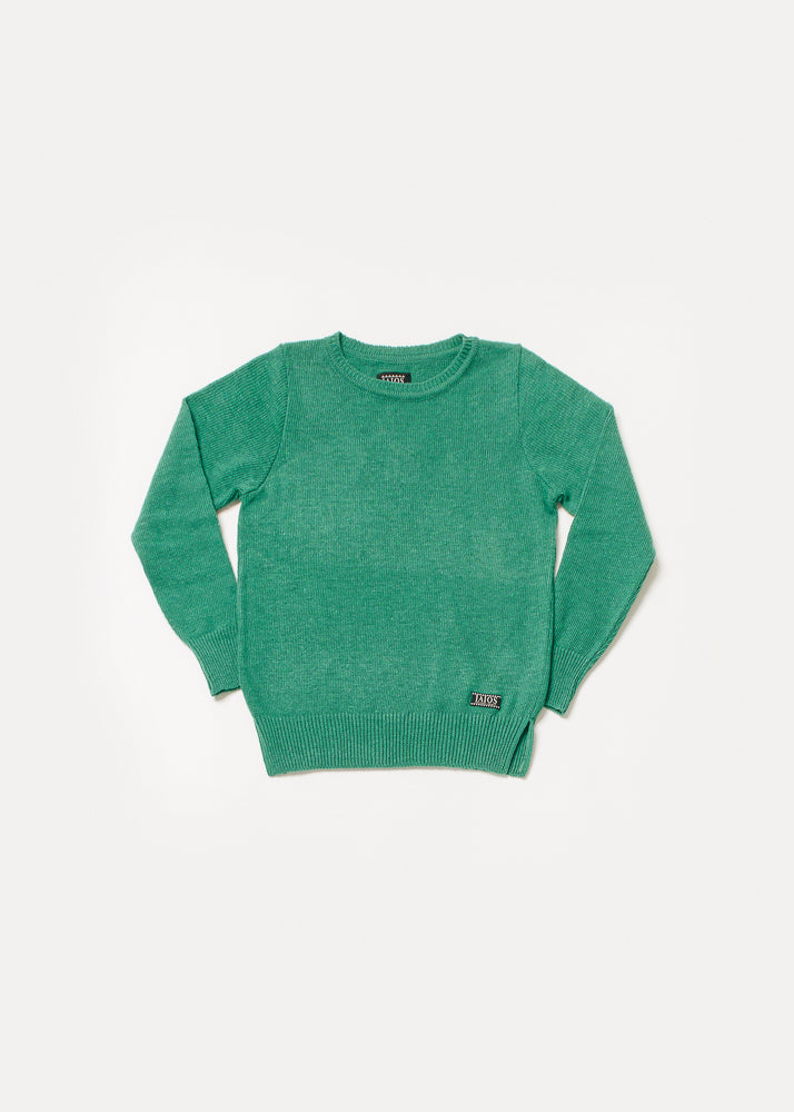 jersei de dona o unisex color verd ampolla. El jersei llis és un dels més venuts per la seva senzillesa.