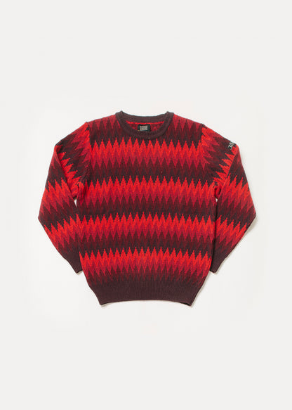 A 3-color zig zag jacquard sweater that makes a very nice herringbone effect. 